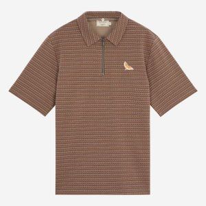 Maison Kitsune Zipped Polo in Brown